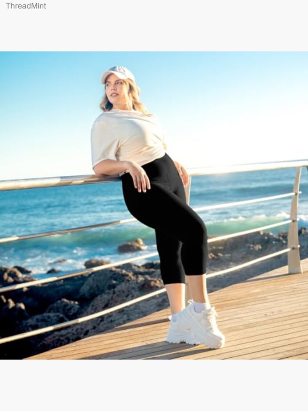 Buttery Soft Plus Size Capri Leggings Yoga Workout Capris - Picture 4 of 6